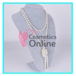 Colier lung modern din perle de sticla AS45AA Perle Alb-Crem pentru Mirese